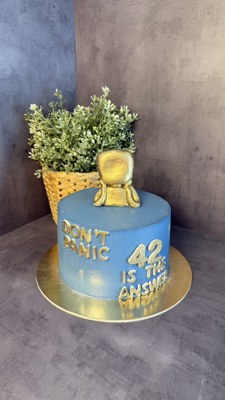 Hitchhiker's Guide 42 themed birthday cake